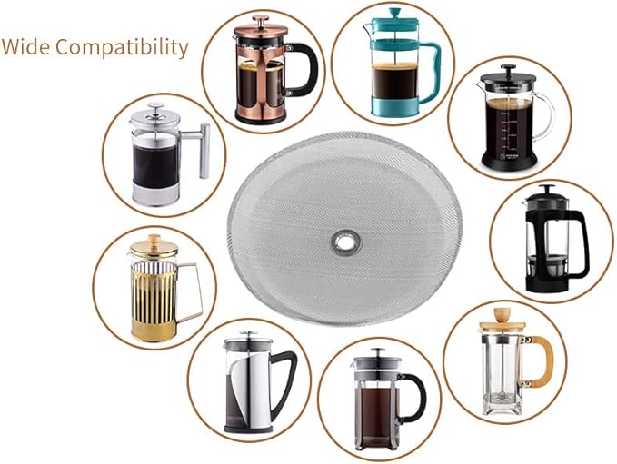 2.6 Inch Filter Parts for 12 oz French Press 3 Pieces Stainless Steel Set Containing Spiral Disk, Small Little Coffee Press Mesh Screen for Sivaphe 350ml Coffee Maker
