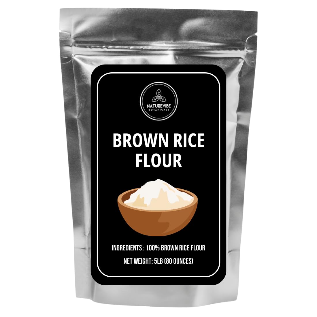 Naturevibe Botanicals Brown Rice Flour 5lb Premium Quality | Used for Baking and as Thickener