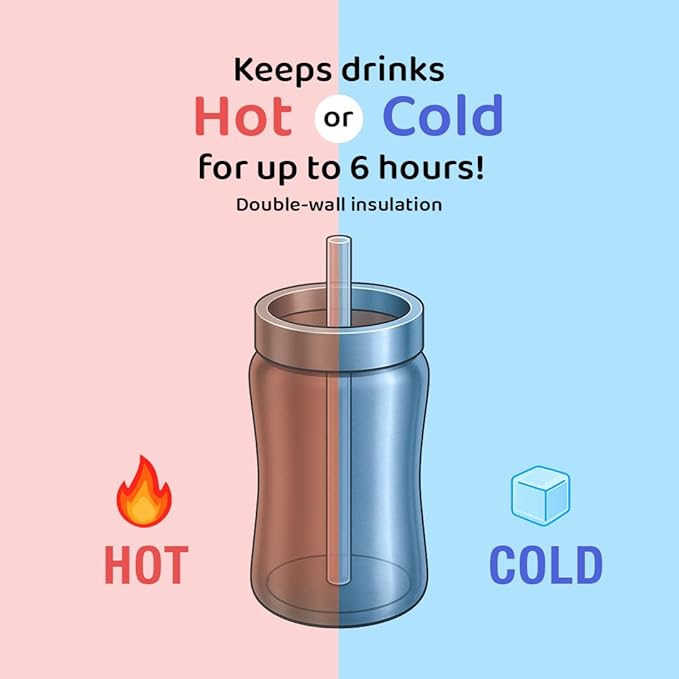 GROSMIMI Slow Flow Toddler Tumbler Water Bottle BPA Free 10 oz. (Stainless Steel, Bear)