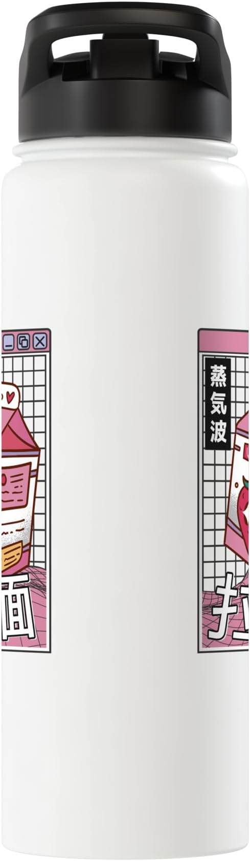 Strawberry Milk Carton Kawaii Grid Vaporwave Aesthetic Anime Stainless Steel Insulated Water Bottle