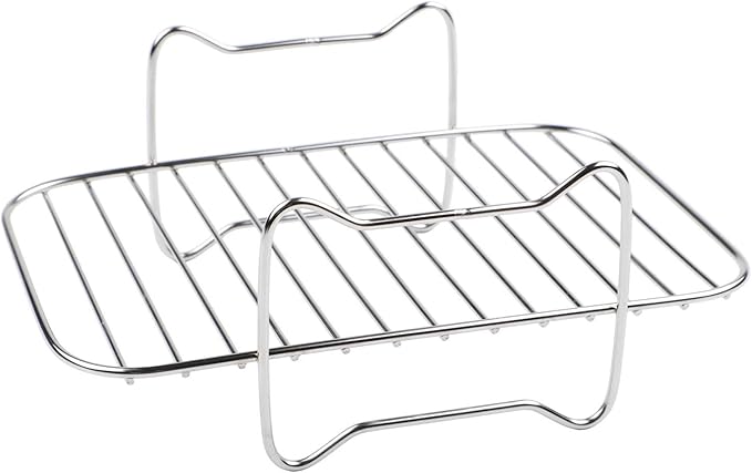 304 Stainless Steel Air Fryer Rack, Dual Basket Accessory for DZ201 40 550 Stackable Cooking Rack for Oven Microwave Steamer 20x15x6cm