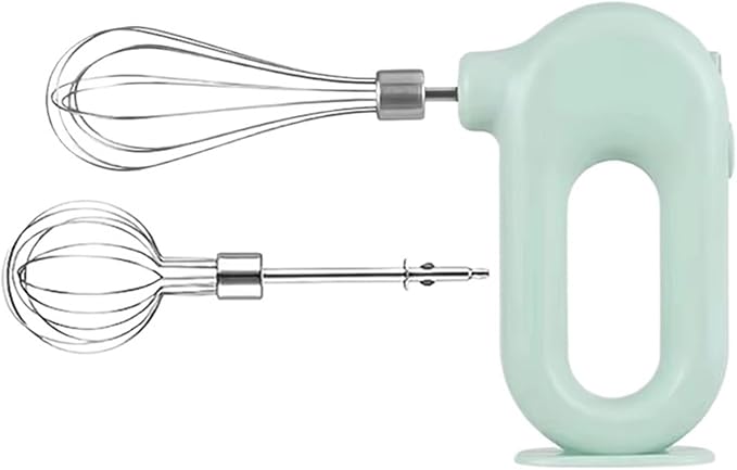 Portable Handheld Mixer, USB Electric Blender with 2 Mixing Heads - Wireless Rechargeable Food Mixer, Dough Stirrer, Eggbeater & Whisk for Kitchen, Baking, Cooking(WHITE)