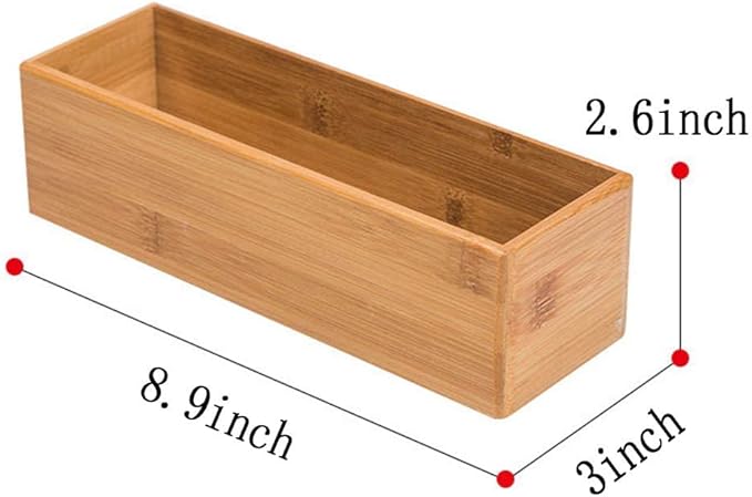 Bamboo Drawer Organizer - Kitchen Utensil Organizer Silverware Tray Cutlery Holder，Office Desk Supplies and Accessories (8.9x3x2.6 inch)