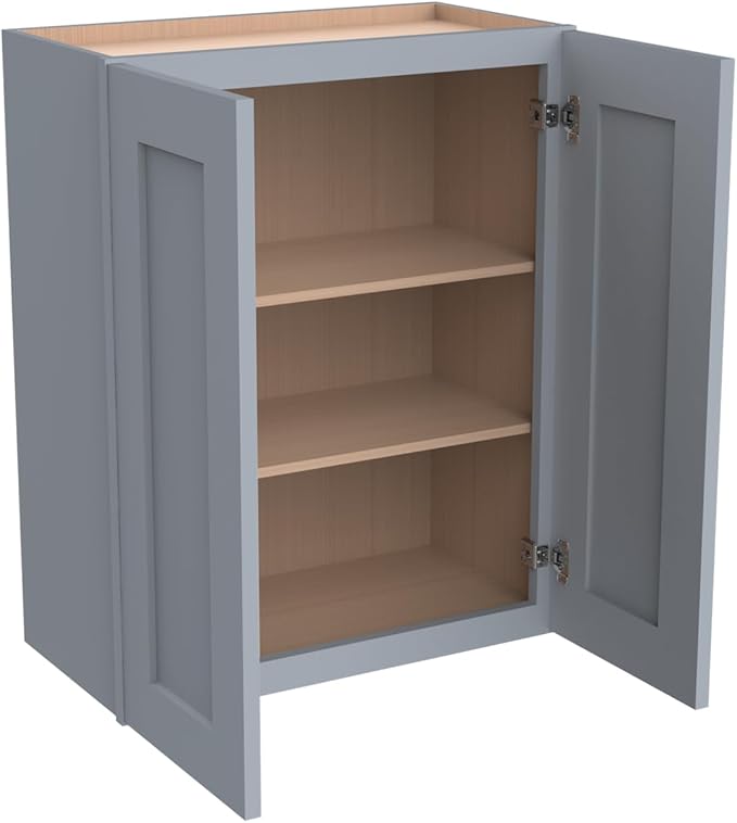 Wall-Mounted Cabinet – Solid Wood Shaker Style Medicine Cabinet with Adjustable Shelves & Soft-Close Doors for Bathroom, Kitchen, and Office Storage (Grey, 39" W x 12" D x 36" H)