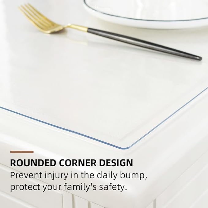 Warmstar Clear Table Cover Protector 20 x 48 Inch,1.5mm Thick Plastic Table Cover Rectangle,PVC Clear Table Protector,Desk Protector Mat for Kitchen, Dresser, Writing Desk，Dining Room Table