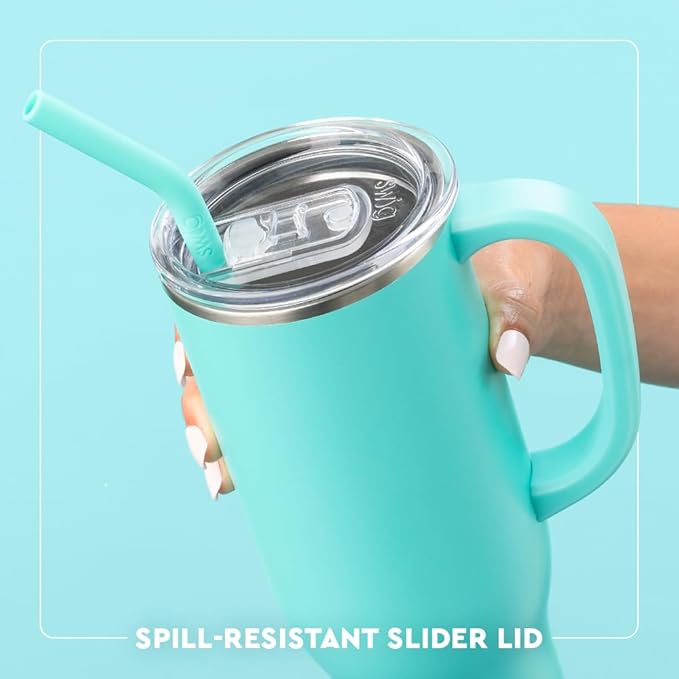 Swig Life 30oz Mega Mug, 30 oz Tumbler with Handle and Straw, Cup Holder Friendly, Dishwasher Safe, Extra Large Insulated Tumbler, Stainless Steel Water Bottle (Let's Go Girls)