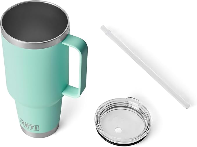YETI Rambler 42 oz Tumbler with Handle and Straw Lid, Travel Mug Water Tumbler, Vacuum Insulated Cup with Handle, Stainless Steel, Seafoam