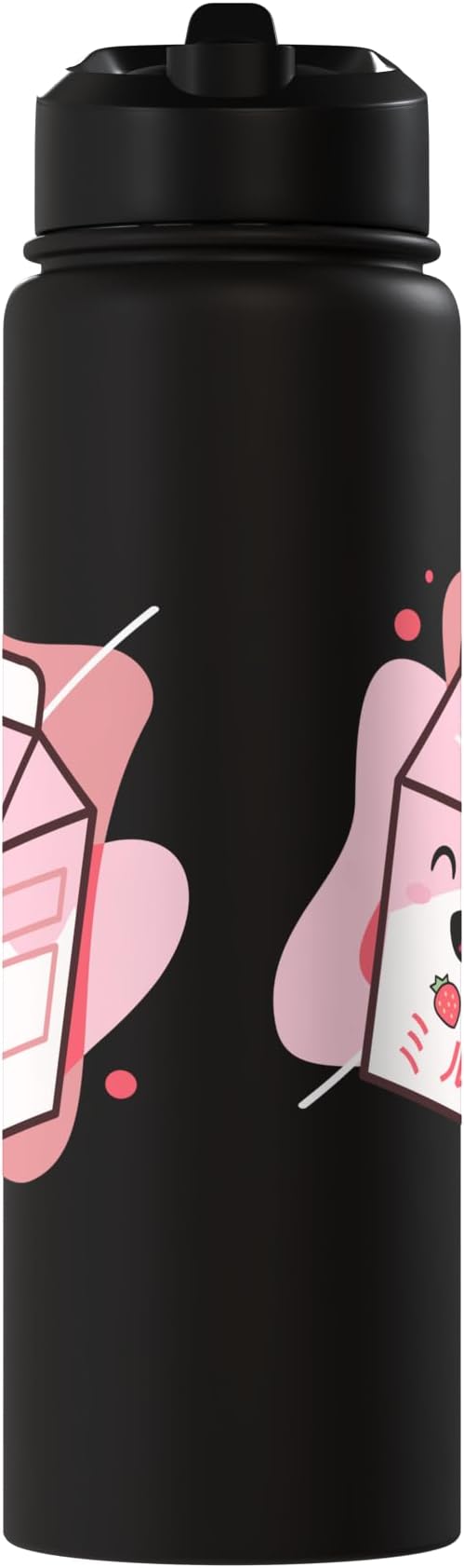 Kawaii Milk Cow Retro Japanese Strawberry Strawberry Milk Stainless Steel Insulated Water Bottle