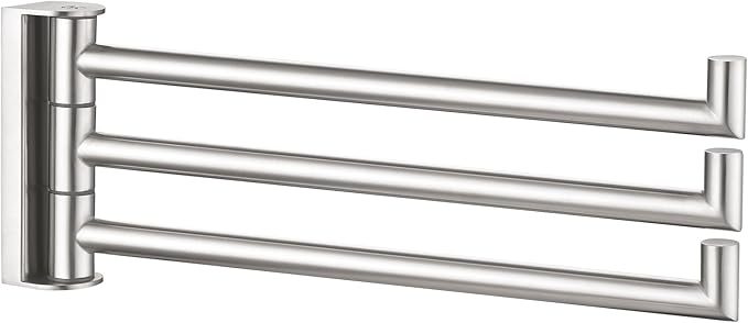 APLusee Brushed Nickel Swivel Towel Rack, 304 Stainless Steel Foldable Towel Bar with Three Swing Arm, Wall Mounted