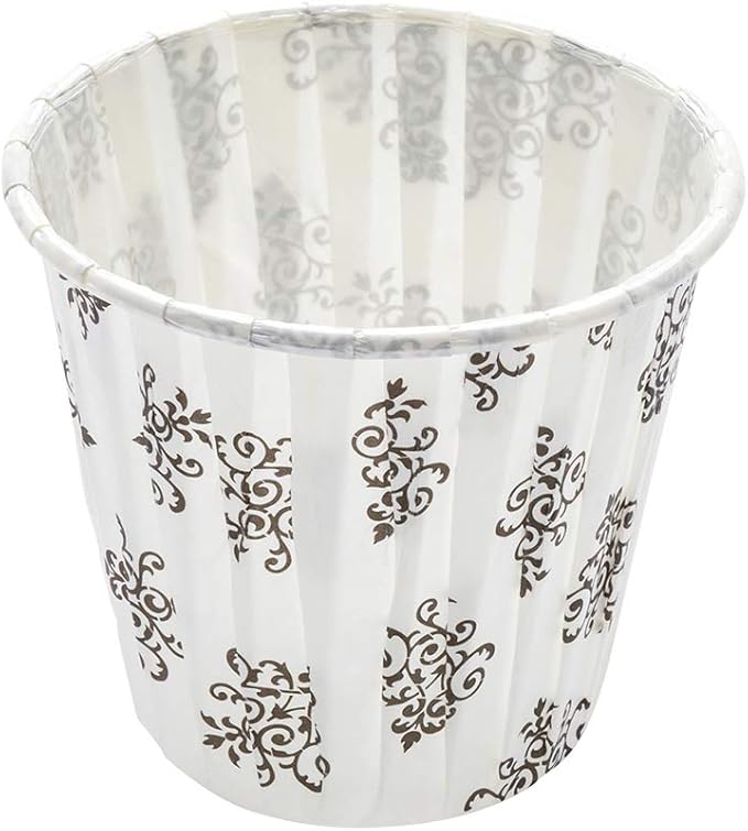 Restaurantware Panificio 3.5 Ounce Baking Cups 200 Pleated Cupcake Liners - Oven-Ready Freezable Black And White Paper Muffin Cases Disposable Vintage Floral For Wedding Parties Baby Showers
