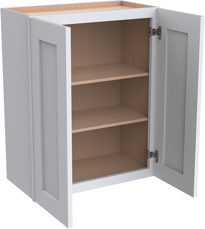 Wall-Mounted Cabinet – Solid Wood Shaker Style Medicine Cabinet with Adjustable Shelves & Soft-Close Doors for Bathroom, Kitchen, and Office Storage (White, 39" W x 12" D x 36" H)