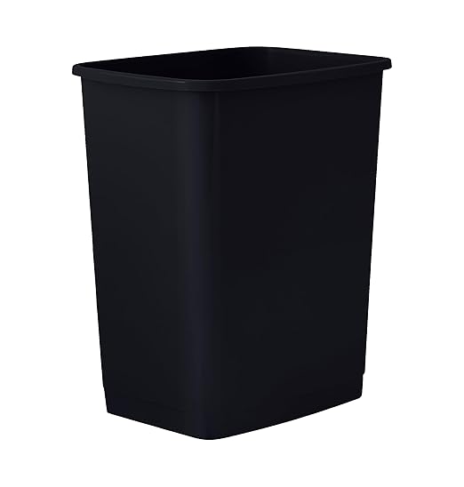 Superio 4.5 Gallon Plastic Trash Can, Unlidded Waste Bin Only for Home, Kitchen, Office, Bedroom, Bathroom- 18 Qt (Black)