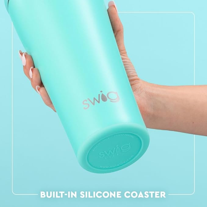 Swig Life 32oz Straw Tumbler, Travel Coffee Tumbler with Lid, Cup Holder Friendly Travel Coffee Mug, Stainless Steel, 32 oz Reusable Insulated Coffee Mug (Saturdays In Oxford)