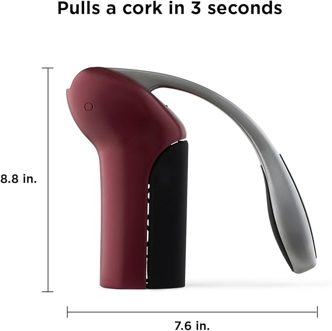 Rabbit Vertical Corkscrew Wine Opener with One-Pull Design, Foil Cutter Included, Easy to Use Manual Lever, Durable Stainless Steel Spiral, Merlot