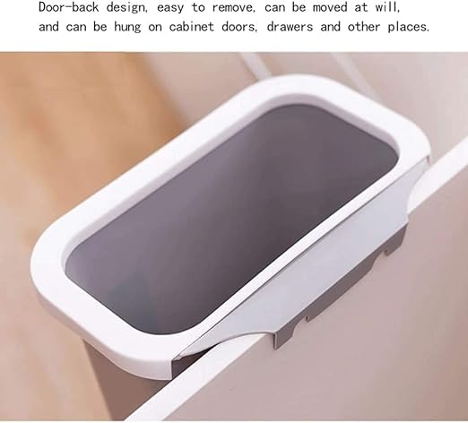Trash Cans Hanging Waste Bin Under Kitchen Sink,Plastic Dustbins Over Cabinet Door with Top Ring to Fix Garbage Bag Outdoors and Home(Gray)