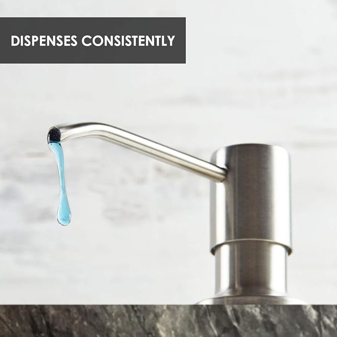 Built in Soap Dispenser for Kitchen Sink, Brushed Nickel, Fits 1 to 1.25 Inch Hole, Stainless Steel Pump Replacement, Lotion Dispenser