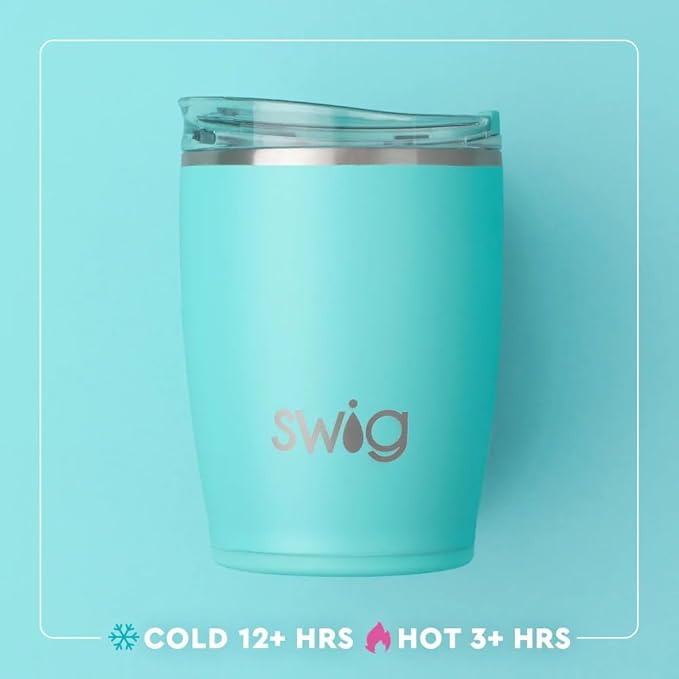 Swig Life 12oz Insulated Tumbler, Travel Coffee Tumbler with Lid, Cup Holder Friendly Travel Coffee Mug, Stainless Steel, 12 oz Reusable Insulated Coffee Mug (Saturdays in Fayetteville)