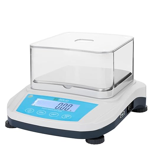 U.S. Solid Precision Lab Scale 1000g x 0.01g- High Precision Analytical Balance w/USB and RS232 Interface, Detachable Draft Shield, Calibration Weight,100-240 VAC