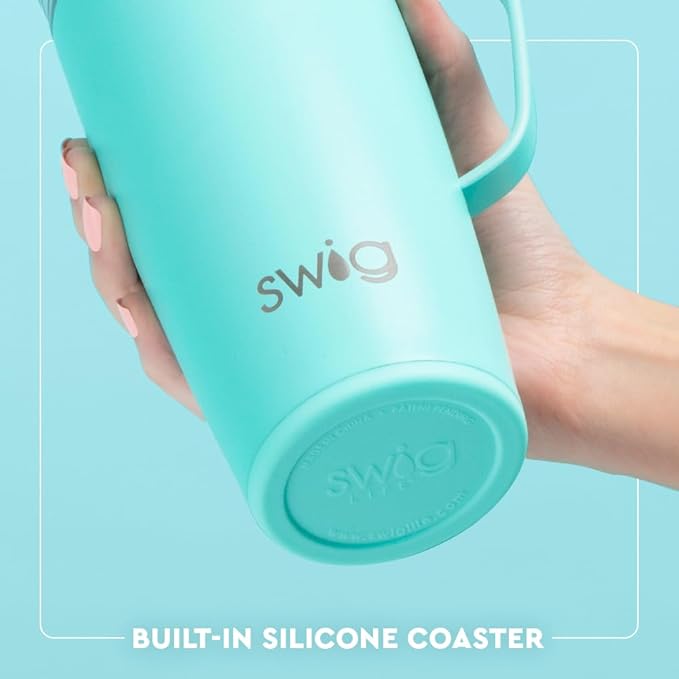 Swig Life 22oz Travel Mug, Insulated Tumbler with Handle and Lid, Travel Coffee Mug, Cup Holder Friendly, Stainless Steel 22 oz Tumbler, Reusable Insulated with Lid (Hydrangeas)
