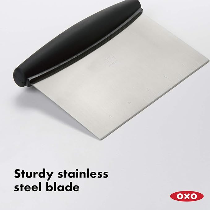 OXO Good Grips Medium Cookie Scoop,Black/Silver and OXO Good Grips Stainless Steel Scraper & Chopper,Silver/Black