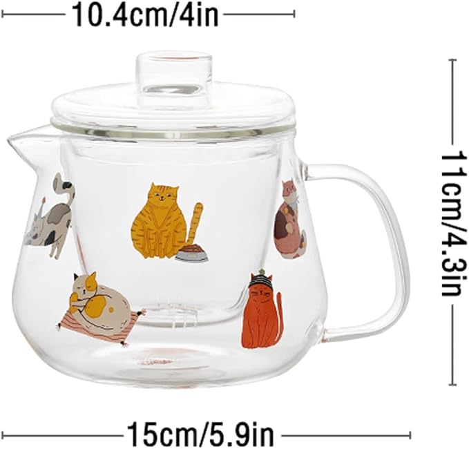 Pitcher Cute Pitcher with Glass Built-in Filter and High Temperature Resistant Cold Water Jug with Handle and Lid for Juice, Milk, Drinks Hot/Cold Water Carafe (Size : CH)