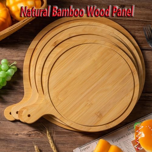 Pizza Serving Board Tray Set of 8, Wooden Lightweight Handles, Up to 13 Inches, Pizza Making Storage, Perfect for Parties and Gatherings,Light Brown,9inch