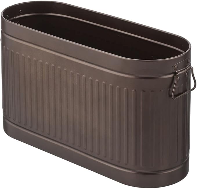 mDesign Large Steel Free Standing Toilet Paper Organizer, 6-Roll Tissue Storage Holder Container Bin for Bathroom Floor, Fits Under Sink, Vanity, Shelf, In Cabinet, or Corner Oscar Collection - Bronze