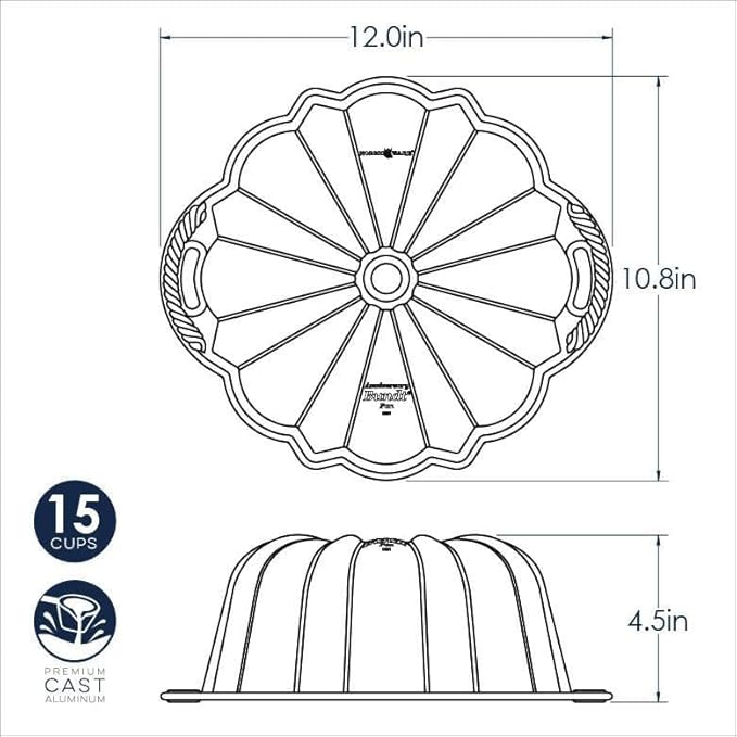 Nordic Ware Anniversary Bundt 12 Cup, Gold