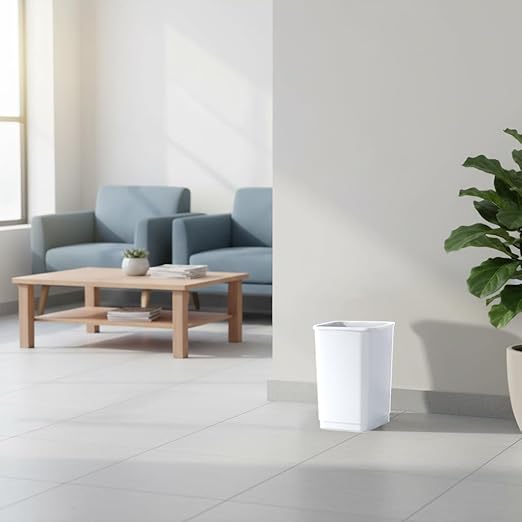 Superio 4.5 Gallon Plastic Trash Can, Unlidded Waste Bin Only for Home, Kitchen, Office, Bedroom, Bathroom- 18 Qt (White)