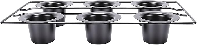 GOWENIC 6-Cup Popover Pan, Carbon Steel Deep Non Stick Bakeware Popover Pan for Baking Pudding Muffins Popovers, Easy to