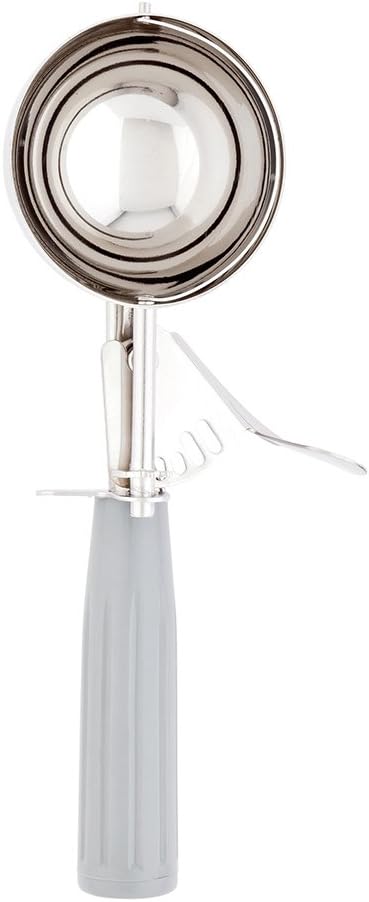 Restaurantware Bundle: 3 Ice Cream Scoops Trigger Release Stainless Steel Dishers 2/4 / 8 Ounce Cookie Scoops For Baking, Yellow, Gray and Orange, Portion Control, Cookie Dough, Cupcake Batter