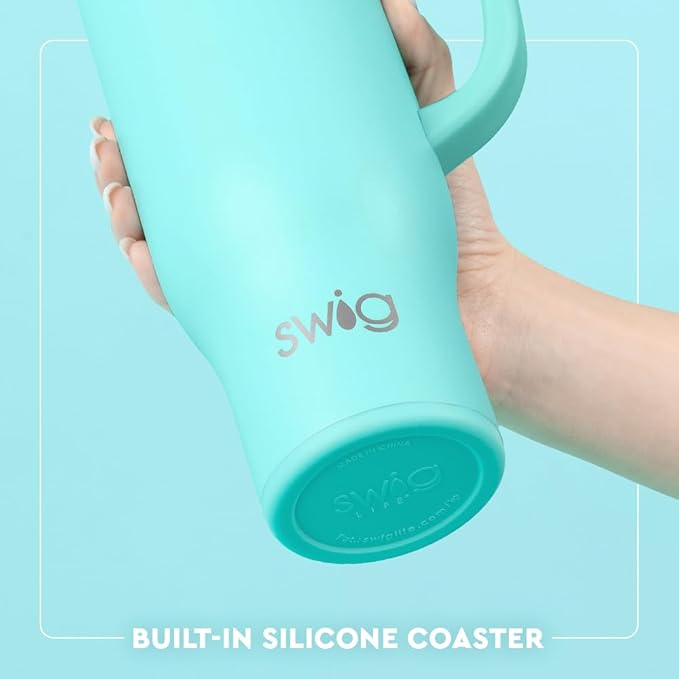 Swig Life 30oz Mega Mug, 30oz Tumbler with Handle and Straw, Large Insulated Tumblers, Cup Holder Friendly Travel Mug, Stainless Steel 30 oz Tumbler, Reusable Insulated Water Bottle (Spring Chick)