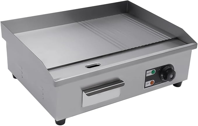 Commercial Flat Top Grill, 22" Extra Large Commercial Electric Griddle, 1600W high working power Tabletop Flat Top Grill Indoor for BBQ Pancake Chicken, Adjustable Temperature 122℉-572℉