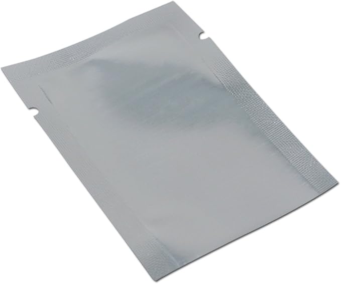 Silver Aluminum Foil Pouch Heat Seal Plastic Open Top Vacuum Packaging Mylar Bag Food Small Sample Mylar Storage (100, 15x22cm (5.9x8.7 inch))