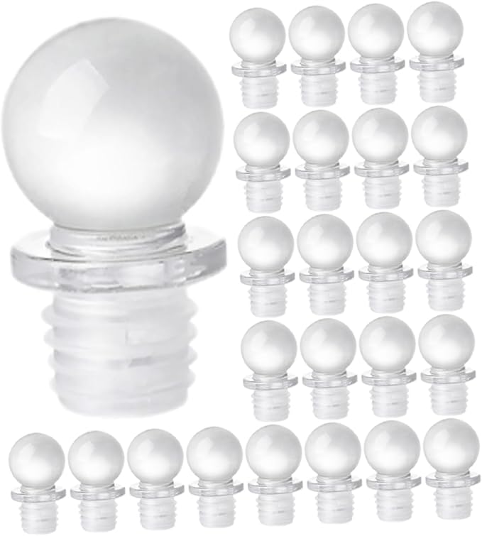 Luxshiny 24pcs Glass Ball Wine Stoppers Decorative Wine Saver Versatile Bottle Caps for Aromatherapy Perfume Glass Design