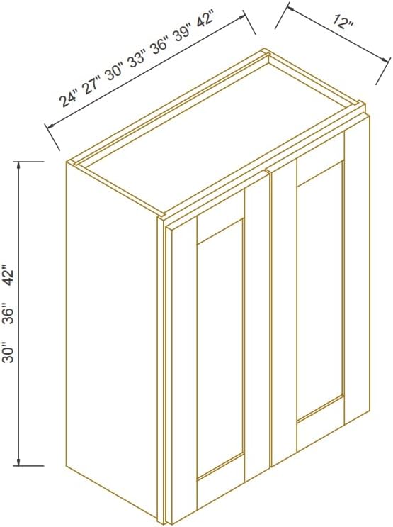 Wall-Mounted Cabinet – Solid Wood Shaker Style Medicine Cabinet with Adjustable Shelves & Soft-Close Doors for Bathroom, Kitchen, and Office Storage (Jade Green, 24" W x 12" D x 42" H)