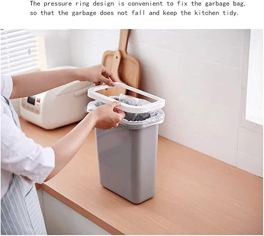 Trash Cans Hanging Waste Bin Under Kitchen Sink,Plastic Dustbins Over Cabinet Door with Top Ring to Fix Garbage Bag Outdoors and Home(Gray)