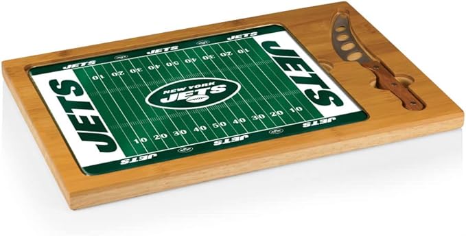 PICNIC TIME NFL Football Field Icon Glass Top Cutting Board & Knife Set, (Parawood & Bamboo)