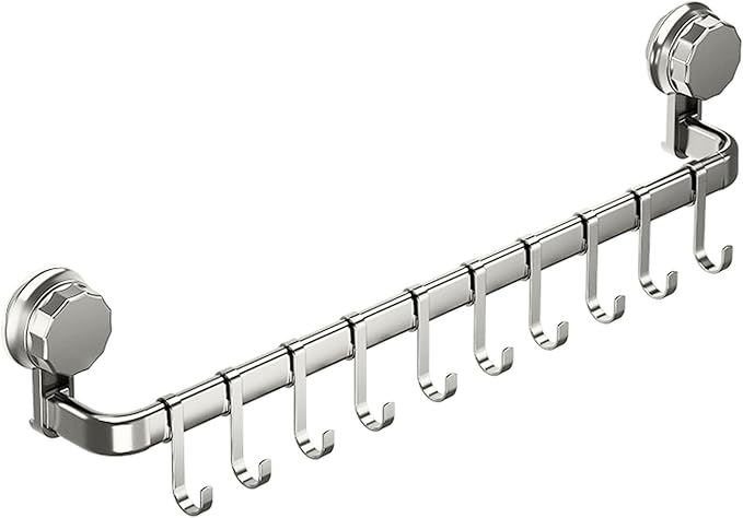 2026 Upgrad Wall Hooks Rack, Space Saving Utensil Holder for Kitchen Bathroom, No Drilling Wall Mounted Accessory Hanger, Kitchen Rail for Hanging Cooking Utensils Mugs Spoons (Grey_E)