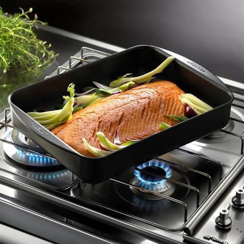 Scanpan Classic 7.5 QT (17 inch x 12.5 inch) Nonstick Roasting Pan – Compatible with Gas and Electric Stovetops, Metal Utensil Safe, Oven Safe to 500°F, Dishwasher Safe