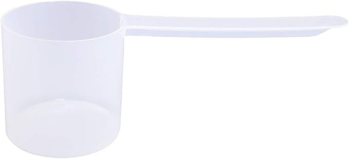 Plastic Measuring Scoop, (70 cc | 4.73 tbsp | 2.37 fl oz. | 70 mL) Long Handle Spoons for Powders, Granules, Coffee, Pet Food, Baking Supplies, Protein and Other Dry Goods, BPA Free (Set of 100)