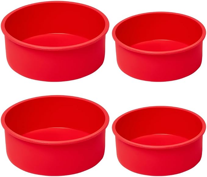 saphe 4 packs Silicone Cake Pans for Baking,Round Cake Molds for Cupcake,Cheese Cakes and Chocolate Cakes, Non-stick silicone bakeware sets BPA free(2 pcs 6 inch + 2 pcs 8 inch)