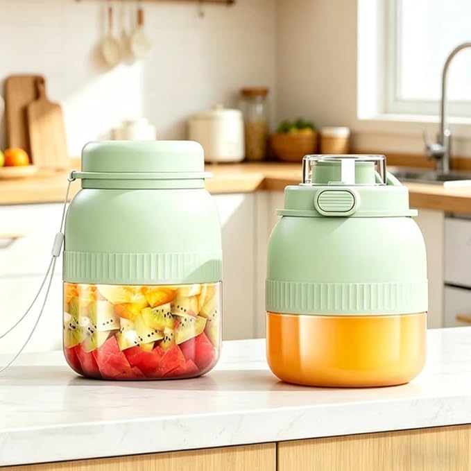 Portable Blender with Dual Lids & Cups 10-Blade 3D Stainless Steel, Uilt-In Pop-Up Straw, LED Battery Indicator, Personal Blender for Making Smoothies and Shakes Suit in Office/Home/Gym (Green)
