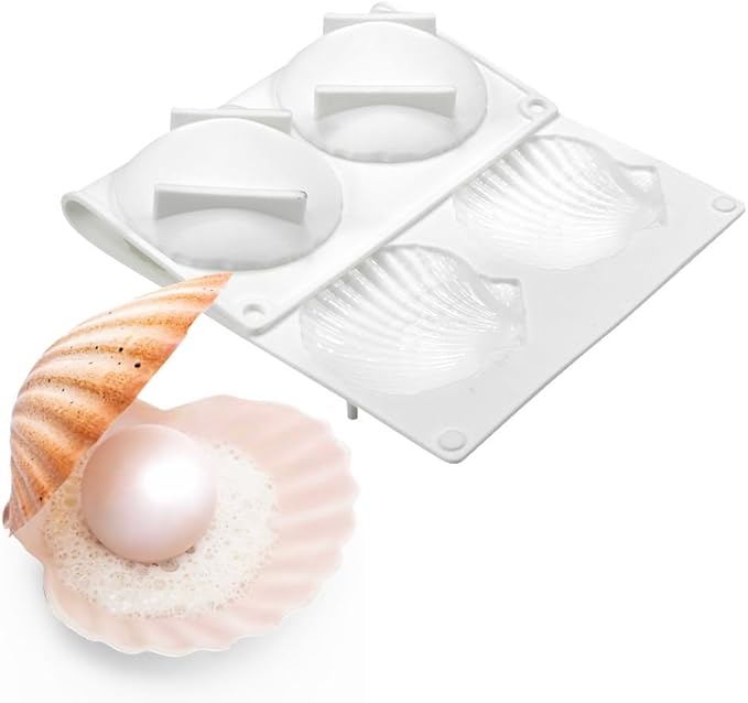 Cake Mold Shell Shaped Silicone Baking Cookie Biscuit Mold DIY Bakeware Pan Mould Kitchen Accessories (Shell J_11.8 X6.8 X1 inch)