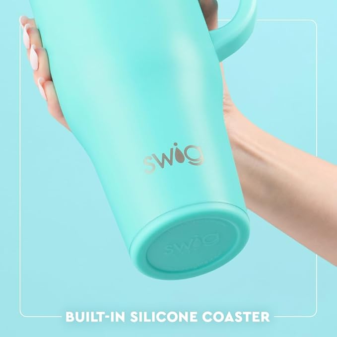Swig Life 40oz Leak Proof Mega Mug, 40oz Leak Proof Tumbler with Handle and Straw, Extra Large Insulated Tumblers, Cup Holder Friendly Travel Mug, Reusable Leakproof Water Bottle (Clover Crush)
