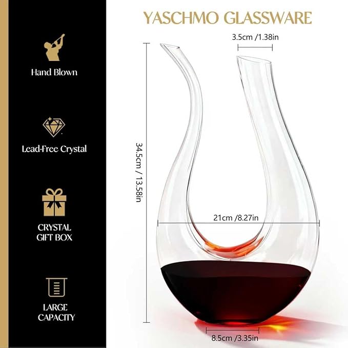 Wine Decanter, Swan U-Shaped Wine Carafe, Hand Blown Lead-Free Crystal Glass Wine Aerator, Large Red Wine Decanter Set, Easy Clean with Cleaning Brush , Luxury Gift for Christmas,Home,Parties