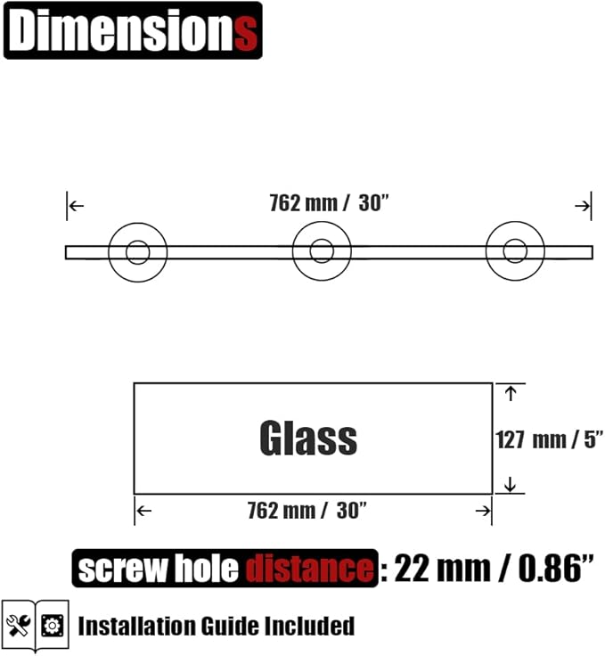 JQK Bathroom Glass Shelf, Tempered Glass Shower Storage 30 by 5 inches, 304 Stainless Steel Champagne Bronze Wall Mount, TGS101L30-CB
