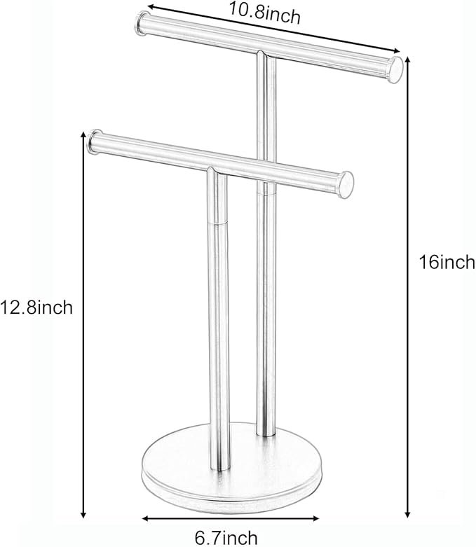 Black Hand Towel Holder Stand, Double T-Shape Hand Towel Stand Towel Rack Towel Bar for Bathroom Countertop, SUS304 Stainless Steel SHUNLI
