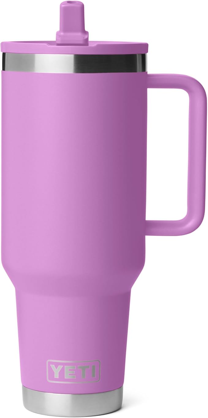 YETI Rambler 40 oz Travel Mug with Flip Straw Lid – Stainless Steel, Vacuum Insulated, Leakproof, Cup Holder Friendly