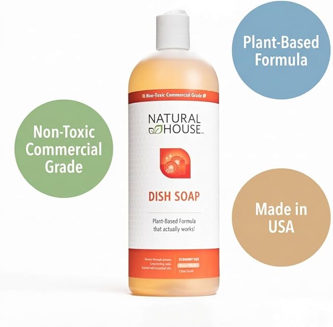 Enzyme Hand Dish Soap Refill Bulk - Natural House Scrubby - Probiotic Formula Cuts Grease, Gentle on Hands - Plant-Based, Septic Safe - Citrus Scent - 128 oz